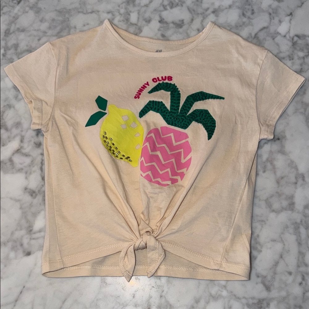 H&M Kids Cream T-Shirt with Fruit Print 4T